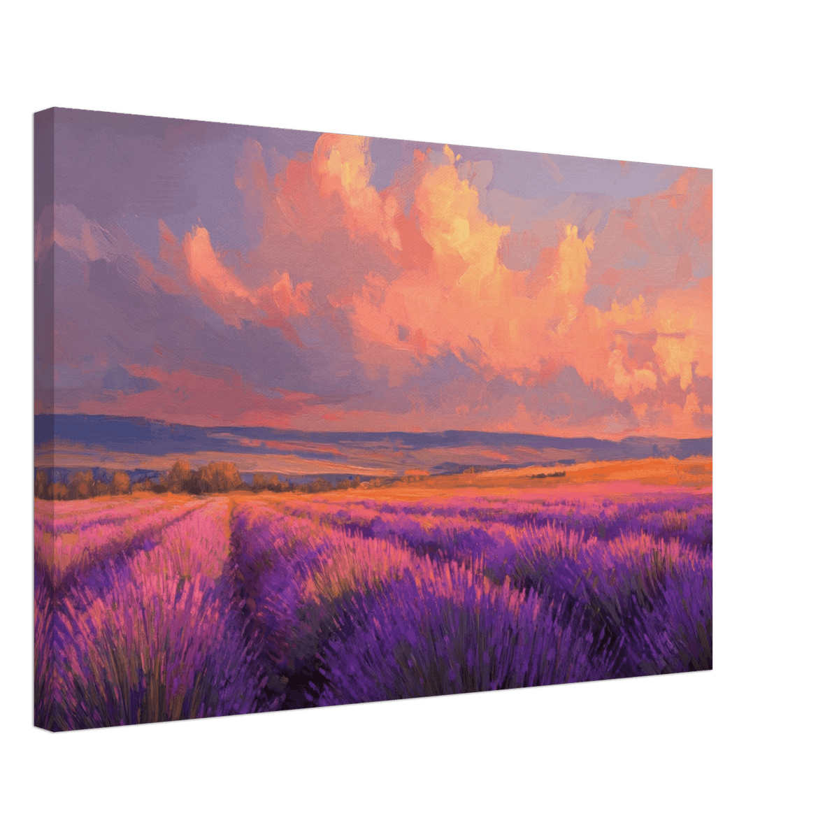 Rolling lavender fields under a pink - hued sunset - Shop Ai Art WebShop - Digital Art online Store