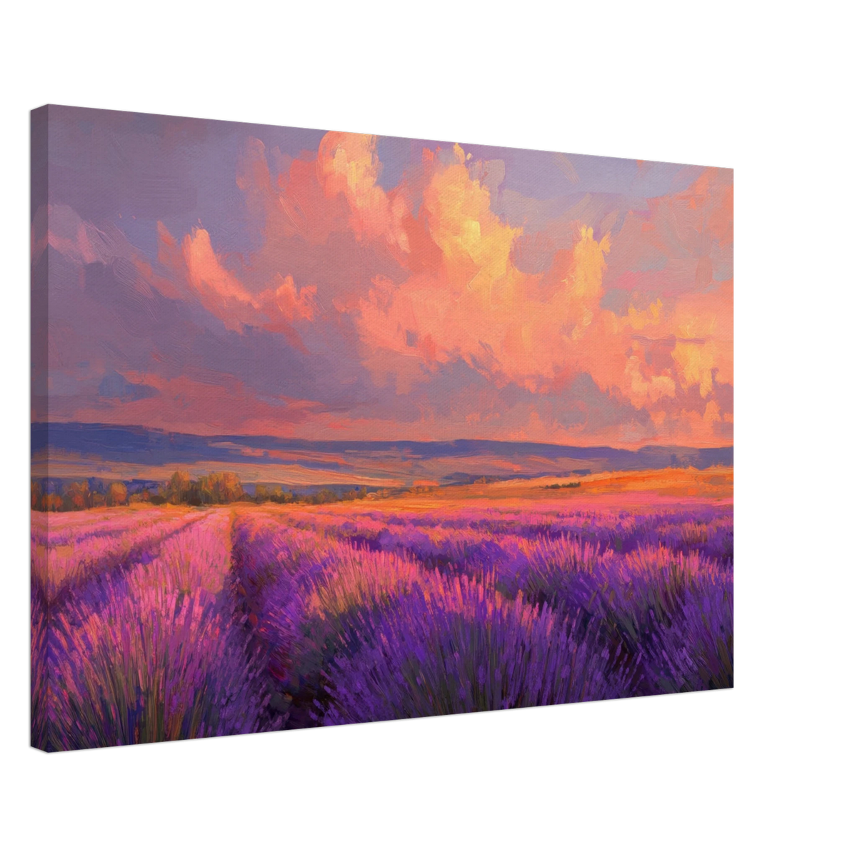 Rolling lavender fields under a pink - hued sunset - Shop Ai Art WebShop - Digital Art online Store