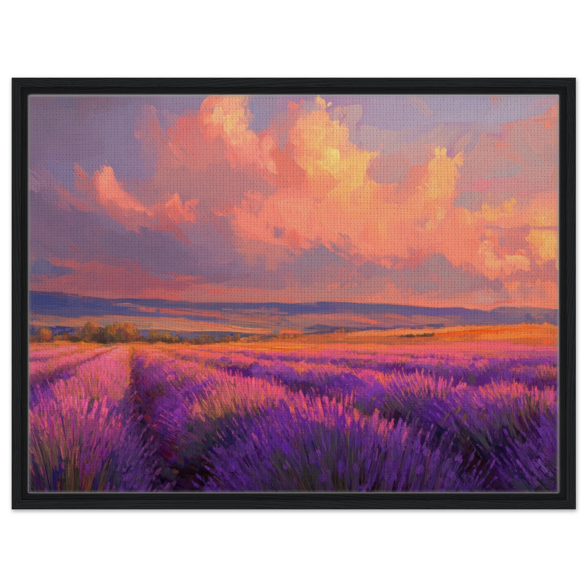Rolling lavender fields under a pink - hued sunset - Shop Ai Art WebShop - Digital Art online Store