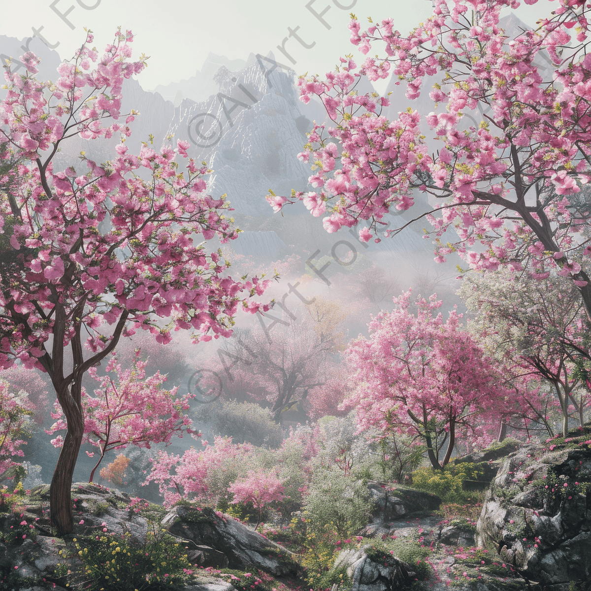 Rough Nature Chinese Blossom Forest 2 - Shop Ai Art WebShop - Digital Art online Store