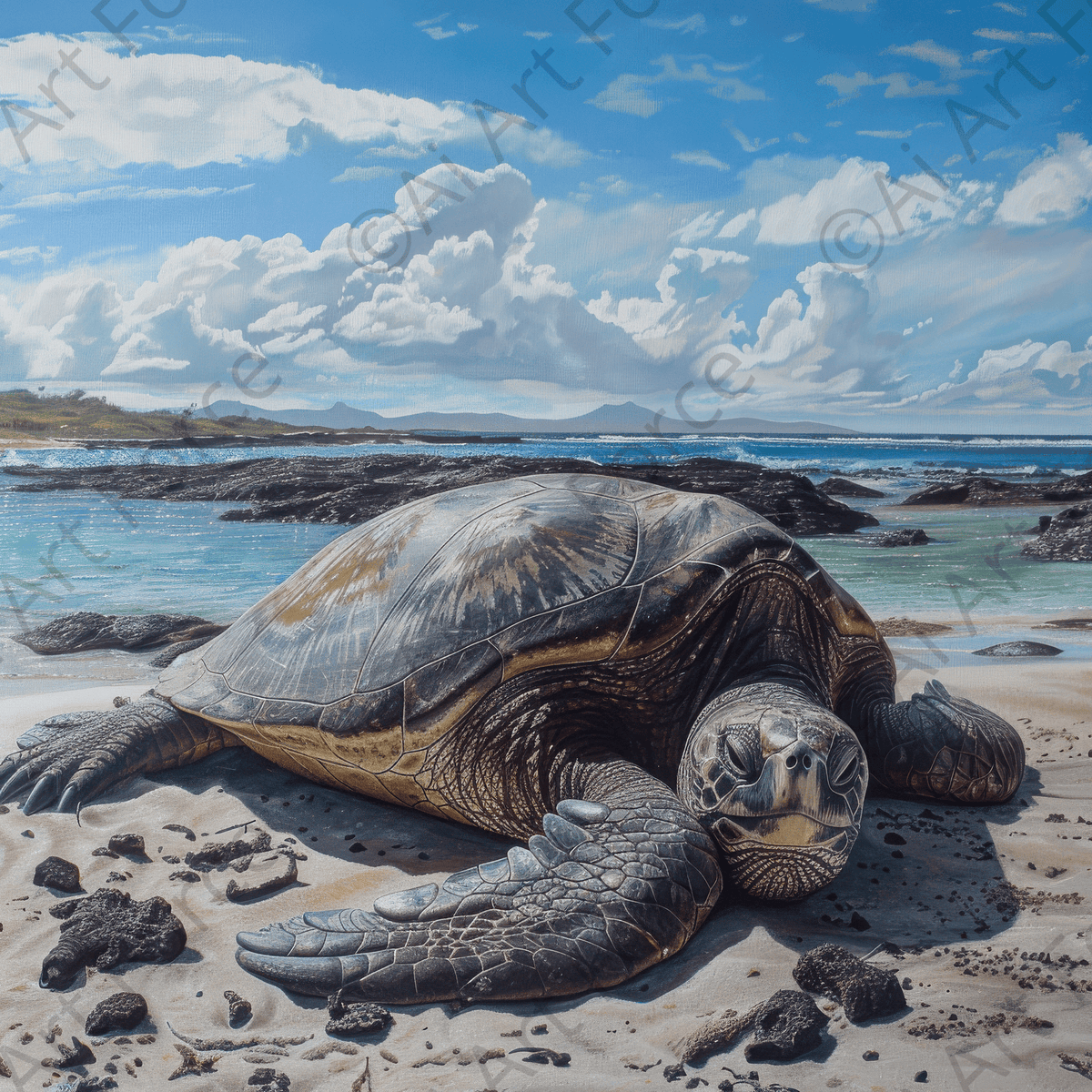 Rough Nature Galapagos Sea Turtle - Shop Ai Art WebShop - Digital Art online Store