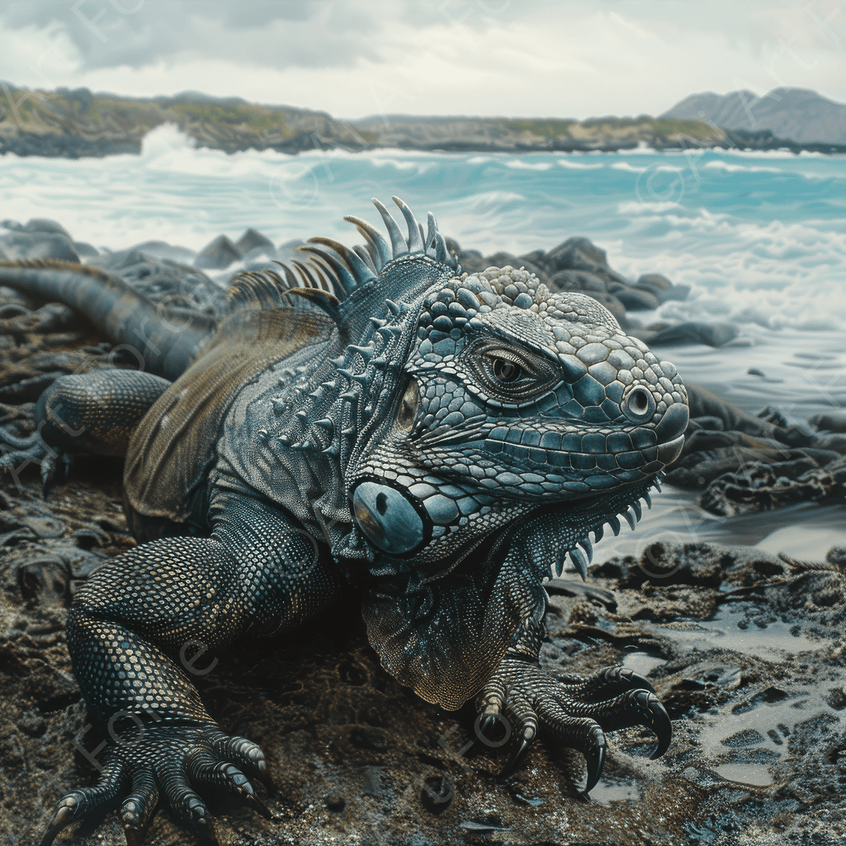 Rough Nature Iguana Galapagos 4 - Shop Ai Art WebShop - Digital Art online Store
