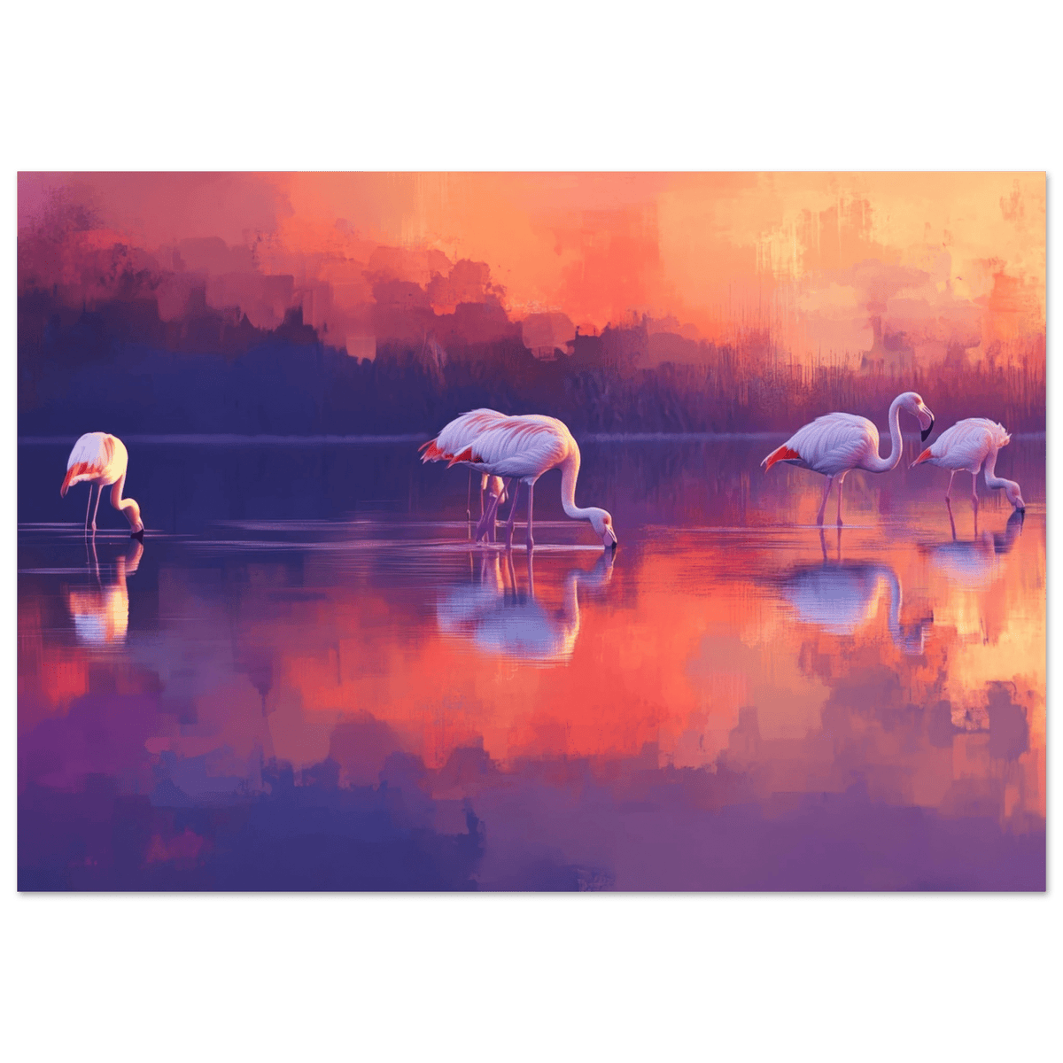 Surreal Flamingo Lake at Sunset Graceful flaming 2 - Shop Ai Art WebShop - Digital Art online Store
