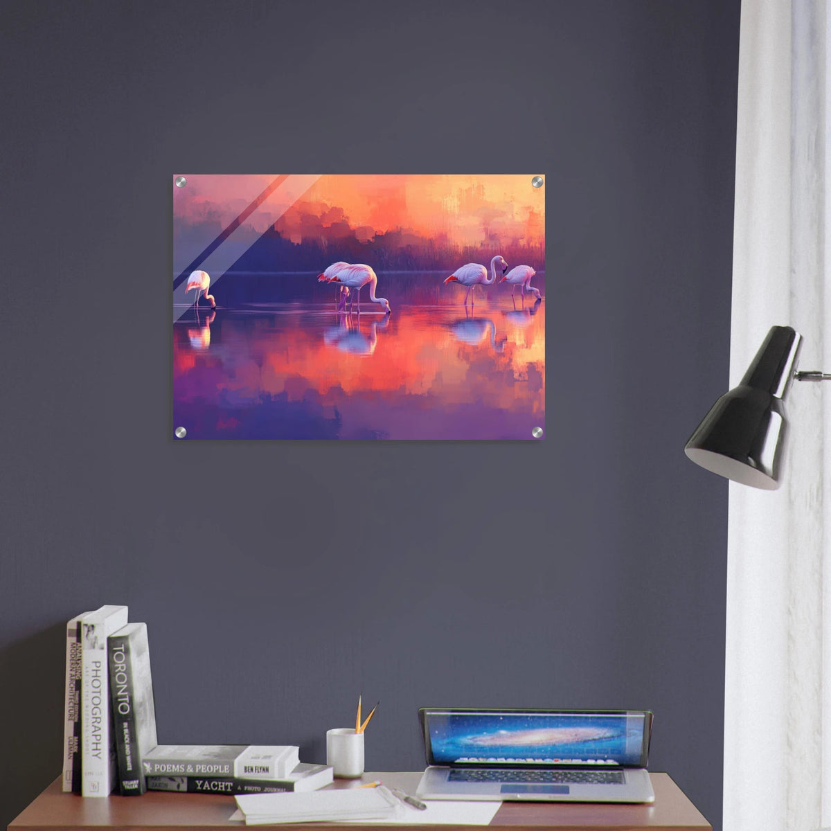 Surreal Flamingo Lake at Sunset Graceful flaming 2 - Shop Ai Art WebShop - Digital Art online Store