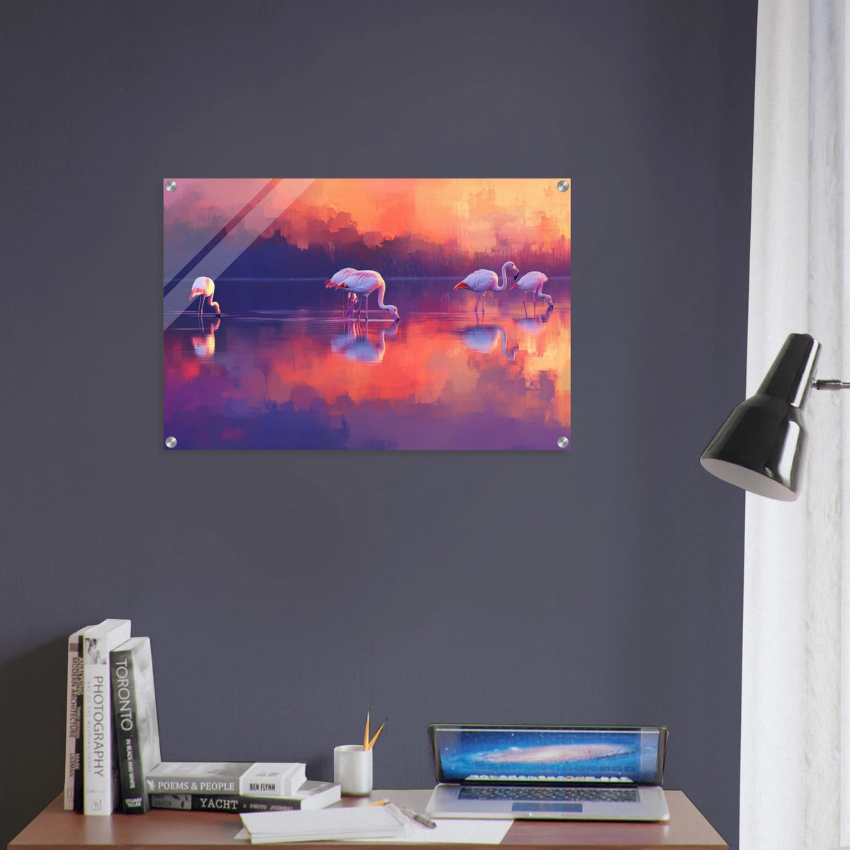 Surreal Flamingo Lake at Sunset Graceful flaming 2 - Shop Ai Art WebShop - Digital Art online Store