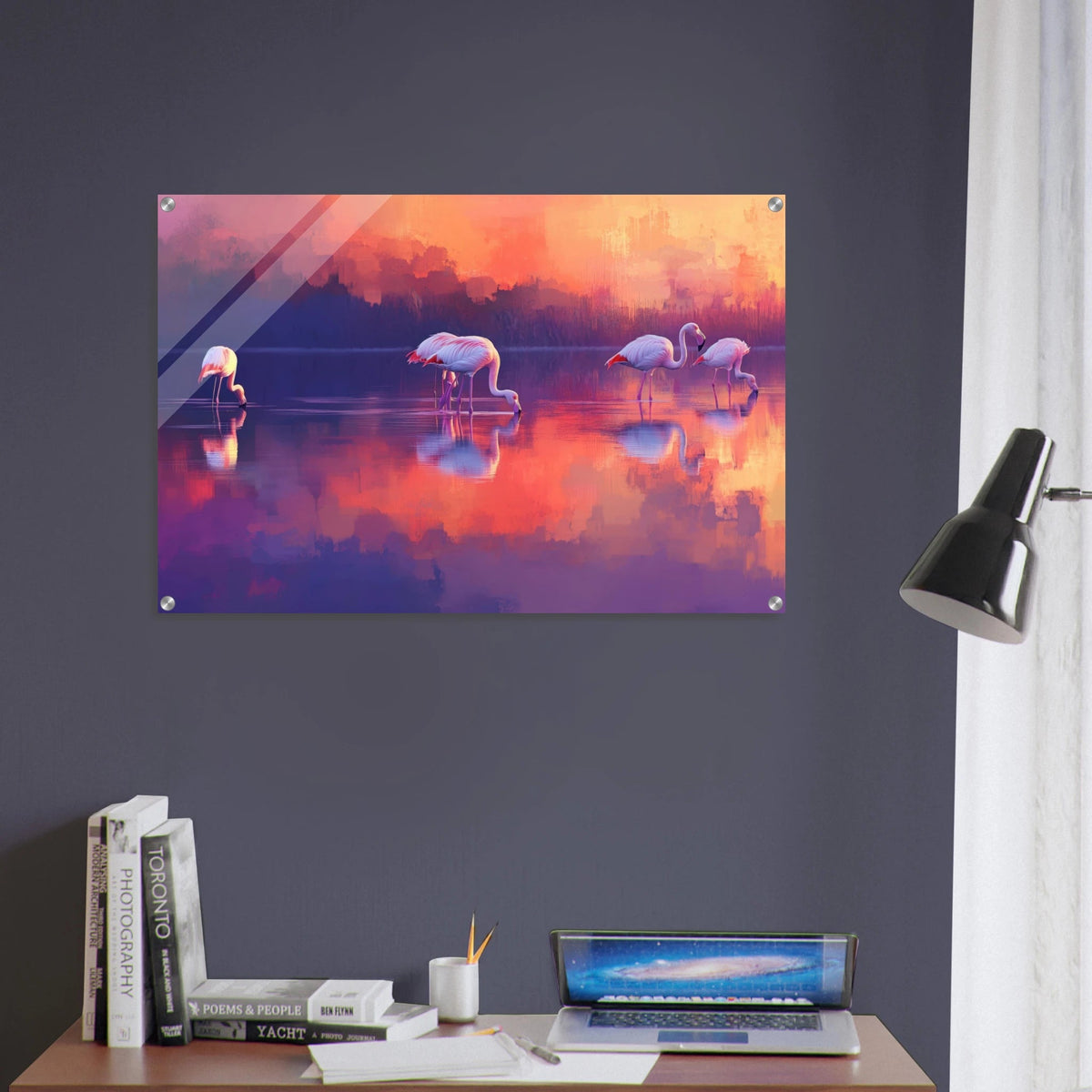 Surreal Flamingo Lake at Sunset Graceful flaming 2 - Shop Ai Art WebShop - Digital Art online Store