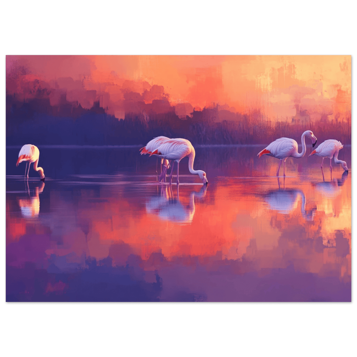 Surreal Flamingo Lake at Sunset Graceful flaming 2 - Shop Ai Art WebShop - Digital Art online Store