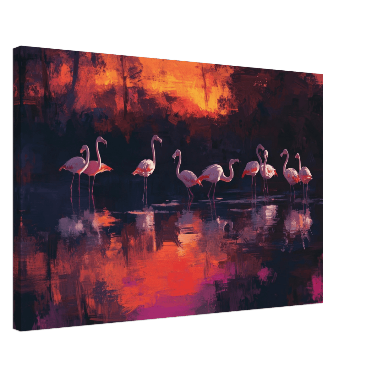 Surreal Flamingo Lake at Sunset Graceful flaming - Shop Ai Art WebShop - Digital Art online Store