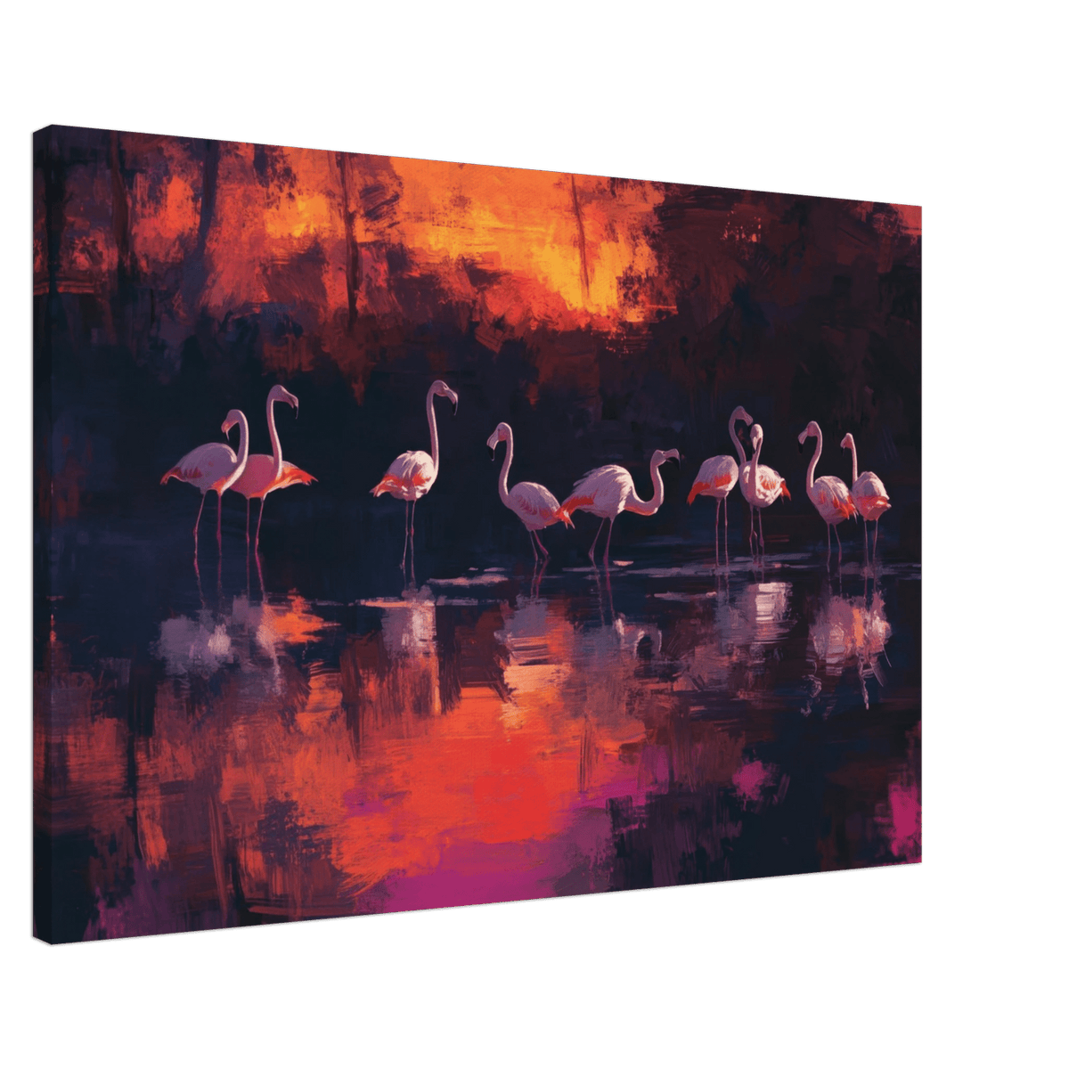 Surreal Flamingo Lake at Sunset Graceful flaming - Shop Ai Art WebShop - Digital Art online Store
