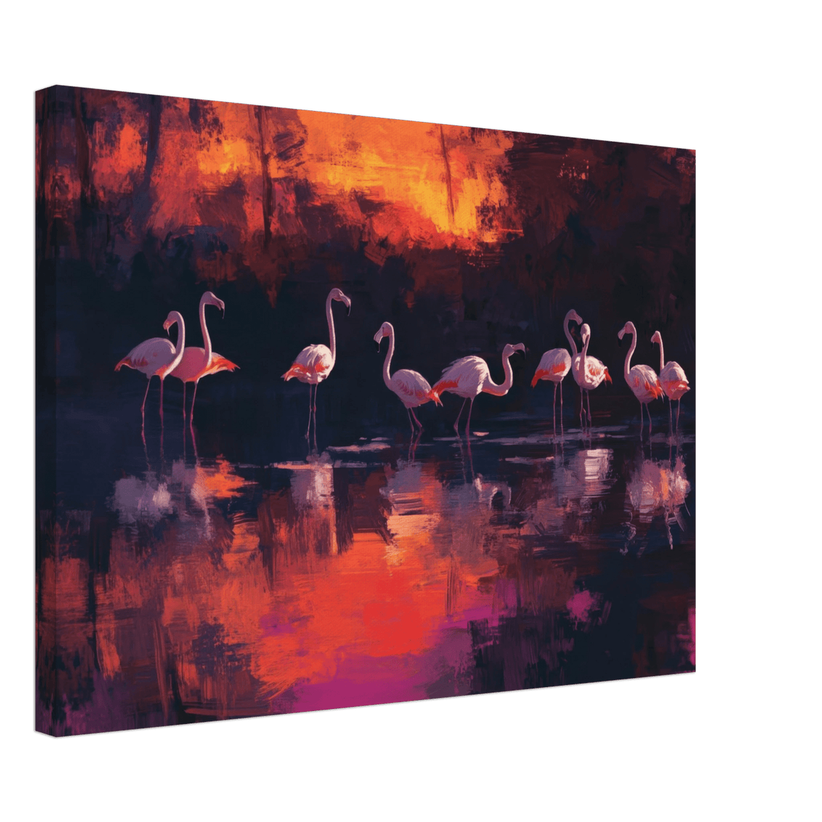Surreal Flamingo Lake at Sunset Graceful flaming - Shop Ai Art WebShop - Digital Art online Store