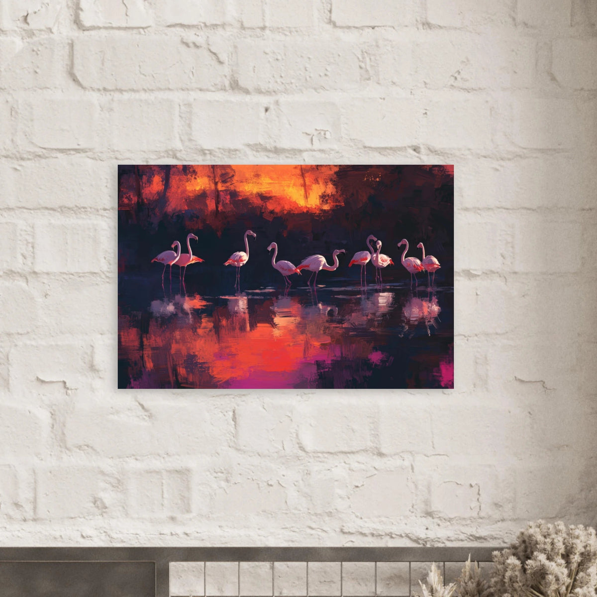 Surreal Flamingo Lake at Sunset Graceful flaming - Shop Ai Art WebShop - Digital Art online Store