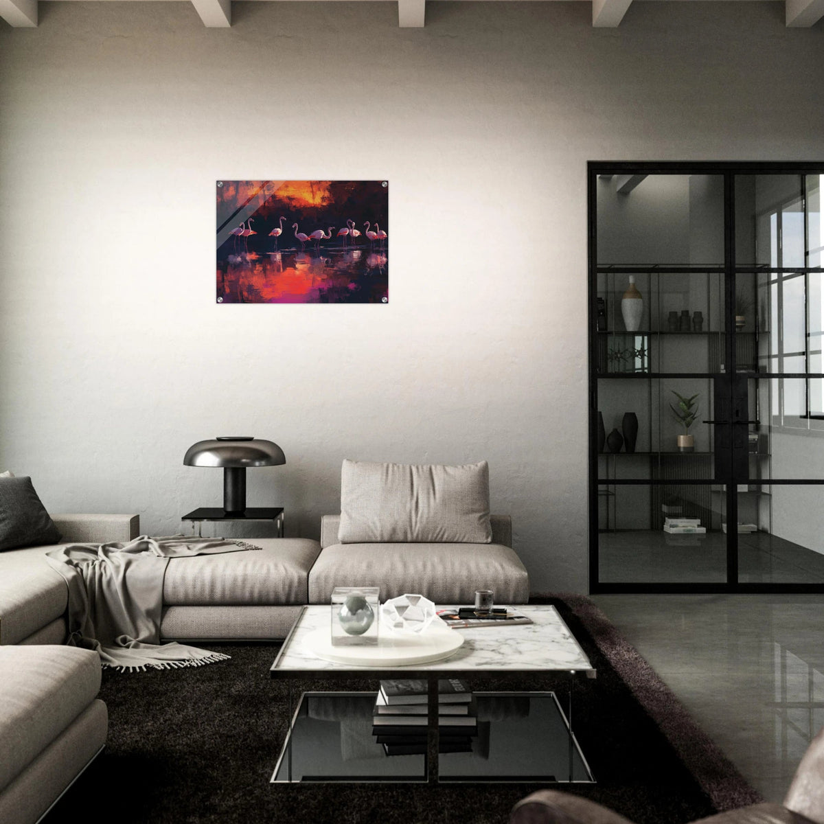 Surreal Flamingo Lake at Sunset Graceful flaming - Shop Ai Art WebShop - Digital Art online Store