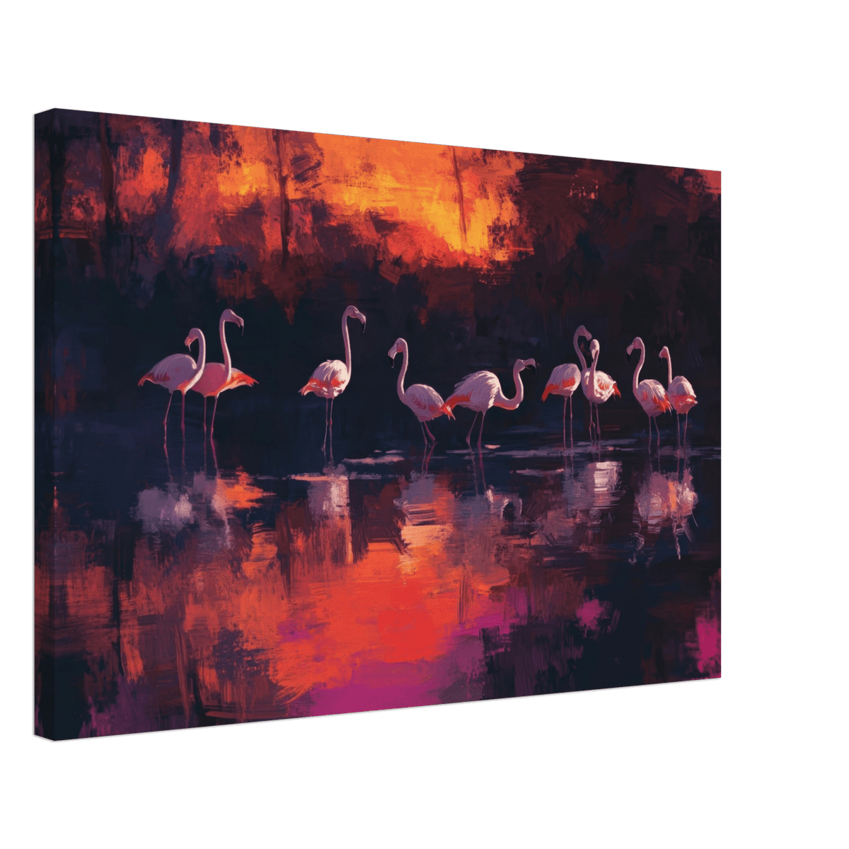 Surreal Flamingo Lake at Sunset Graceful flaming - Shop Ai Art WebShop - Digital Art online Store