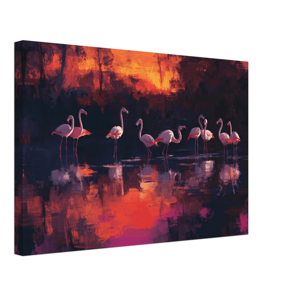 Surreal Flamingo Lake at Sunset Graceful flaming - Shop Ai Art WebShop - Digital Art online Store