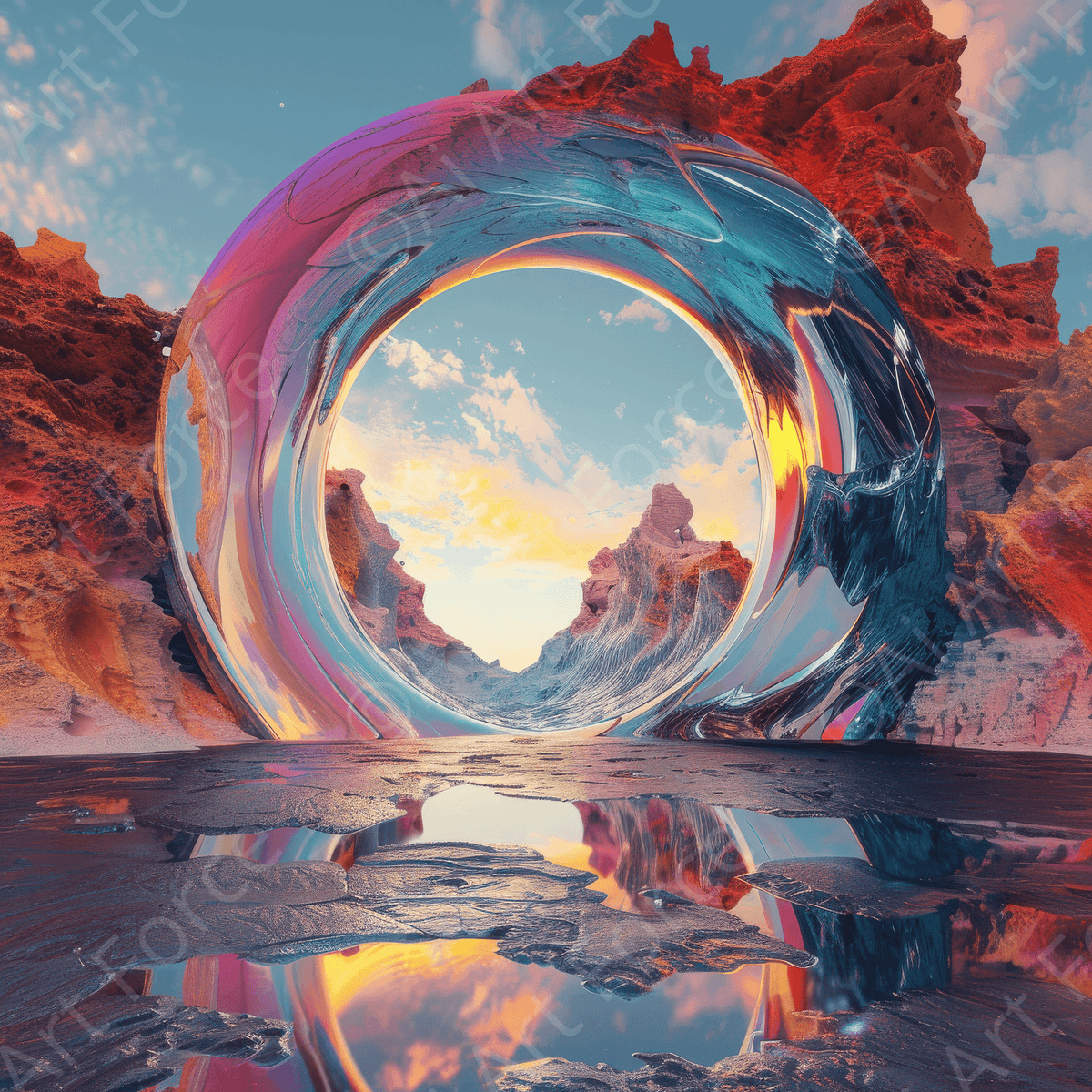 Surrealist Art from a desert gateway to another dimension. - Shop Ai Art WebShop - Digital Art online Store