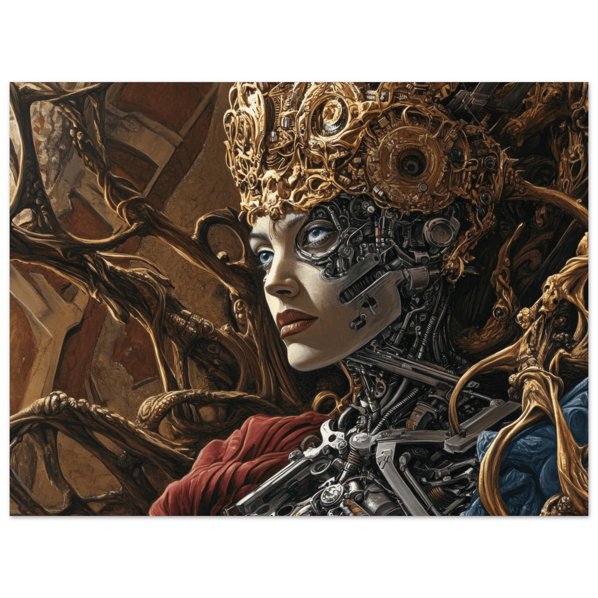 Surrealist Hybrid Queen on a Biomechanical Thrown 3 - Shop Ai Art WebShop - Digital Art online Store