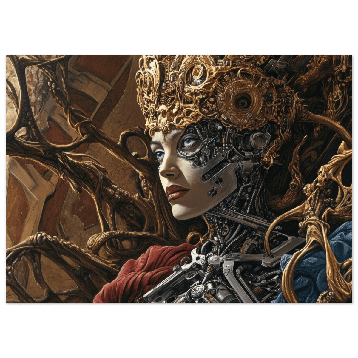 Surrealist Hybrid Queen on a Biomechanical Thrown 3 - Shop Ai Art WebShop - Digital Art online Store