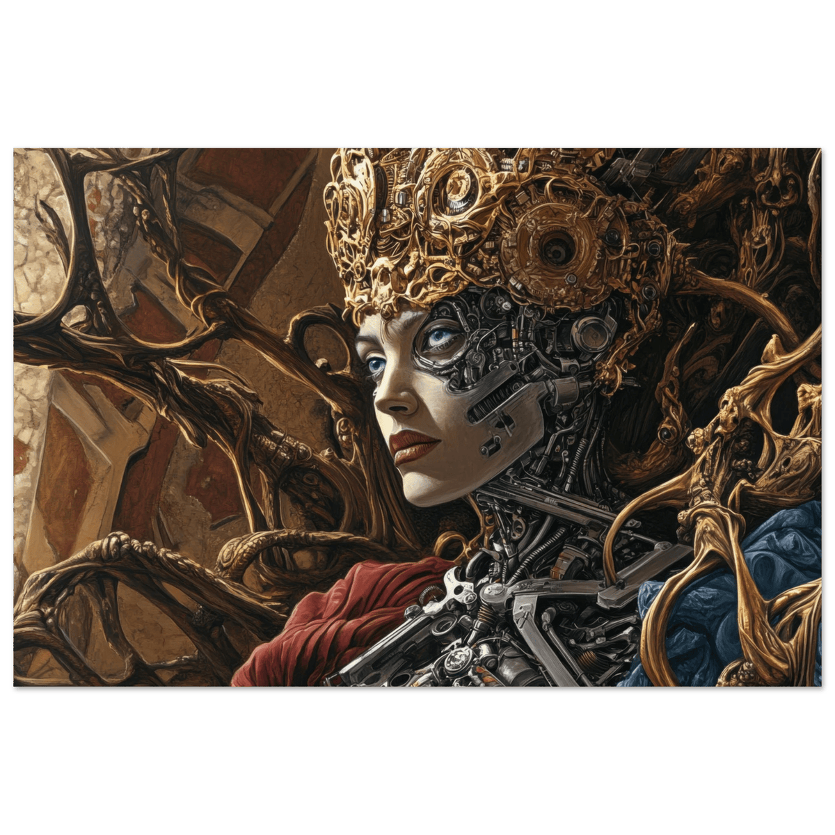 Surrealist Hybrid Queen on a Biomechanical Thrown 3 - Shop Ai Art WebShop - Digital Art online Store