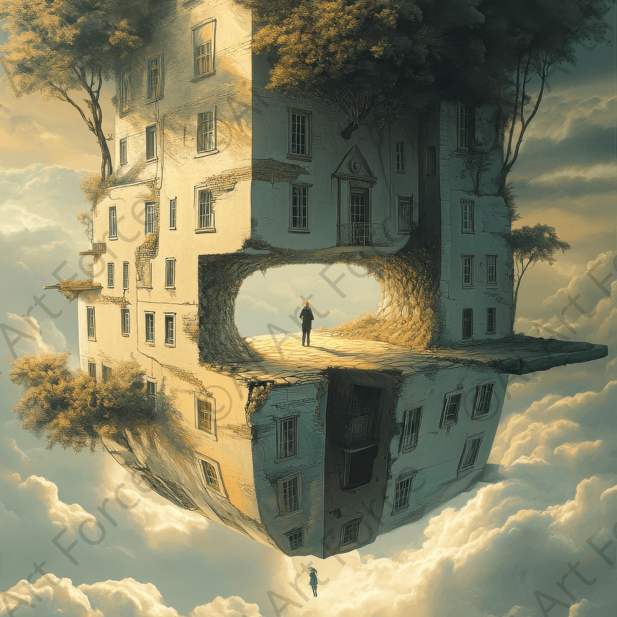 Surrealistic art style world turning upside down 2 - Shop Ai Art WebShop - Digital Art online Store