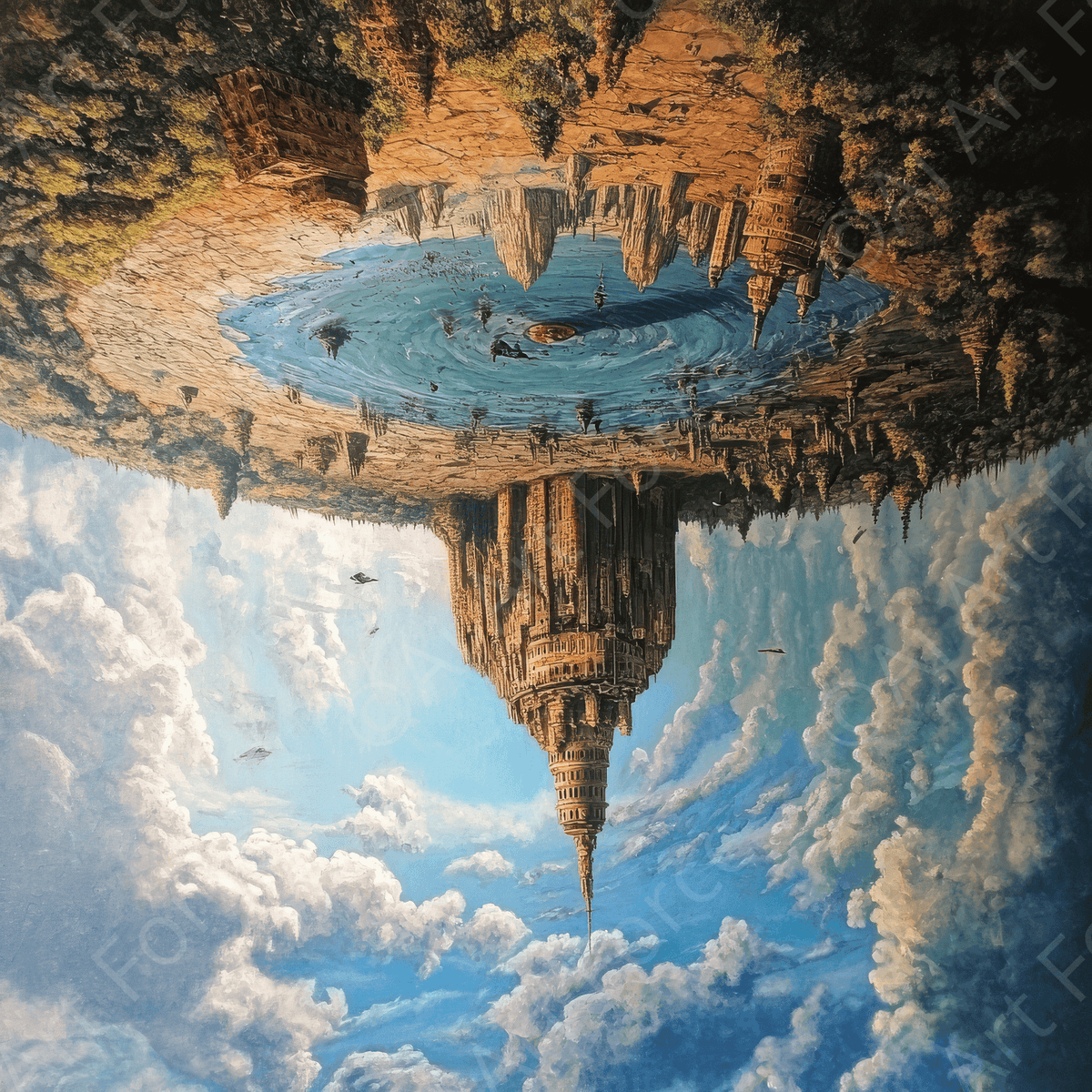 Surrealistic art style world turning upside down 4 - Shop Ai Art WebShop - Digital Art online Store