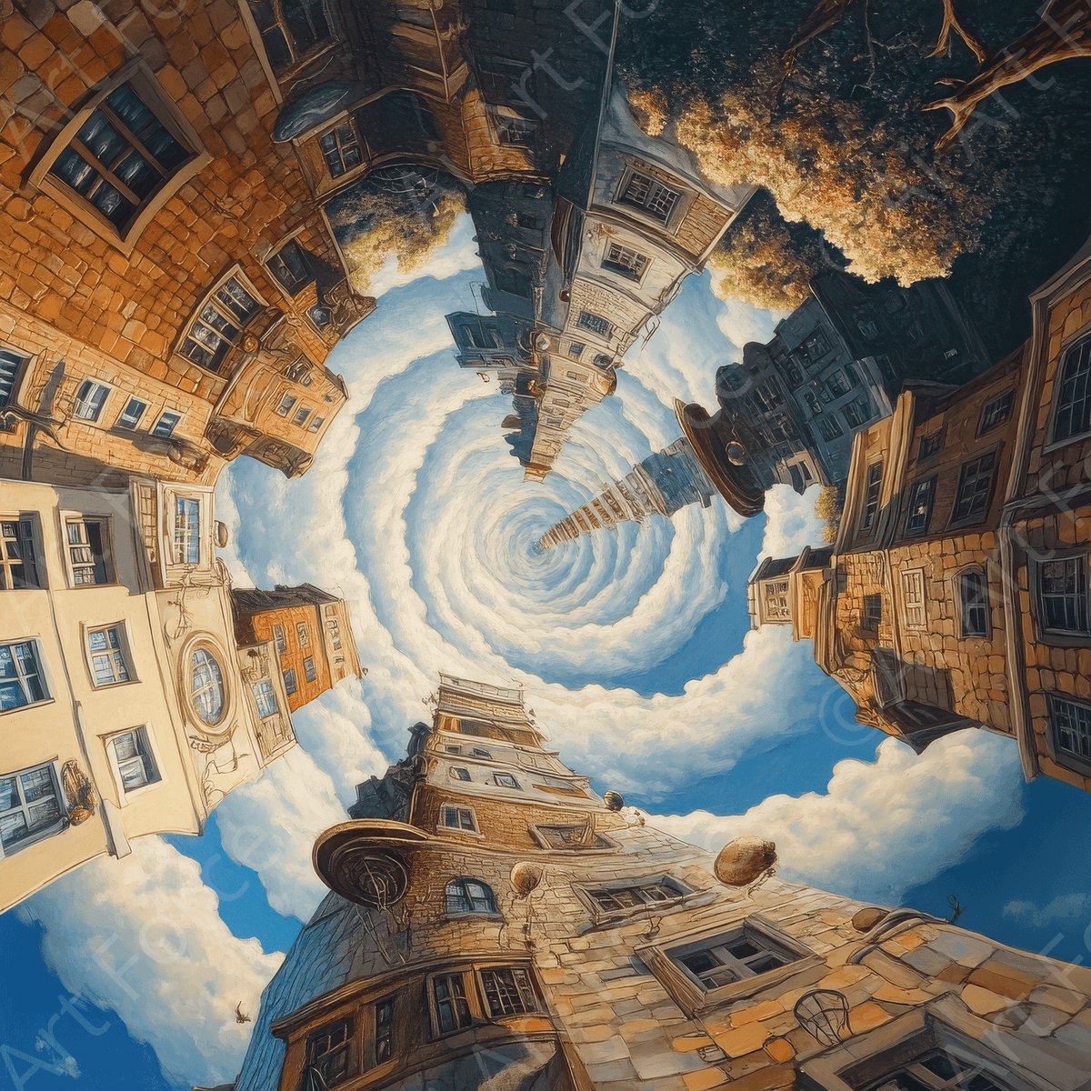 Surrealistic art style world turning upside down 5 - Shop Ai Art WebShop - Digital Art online Store