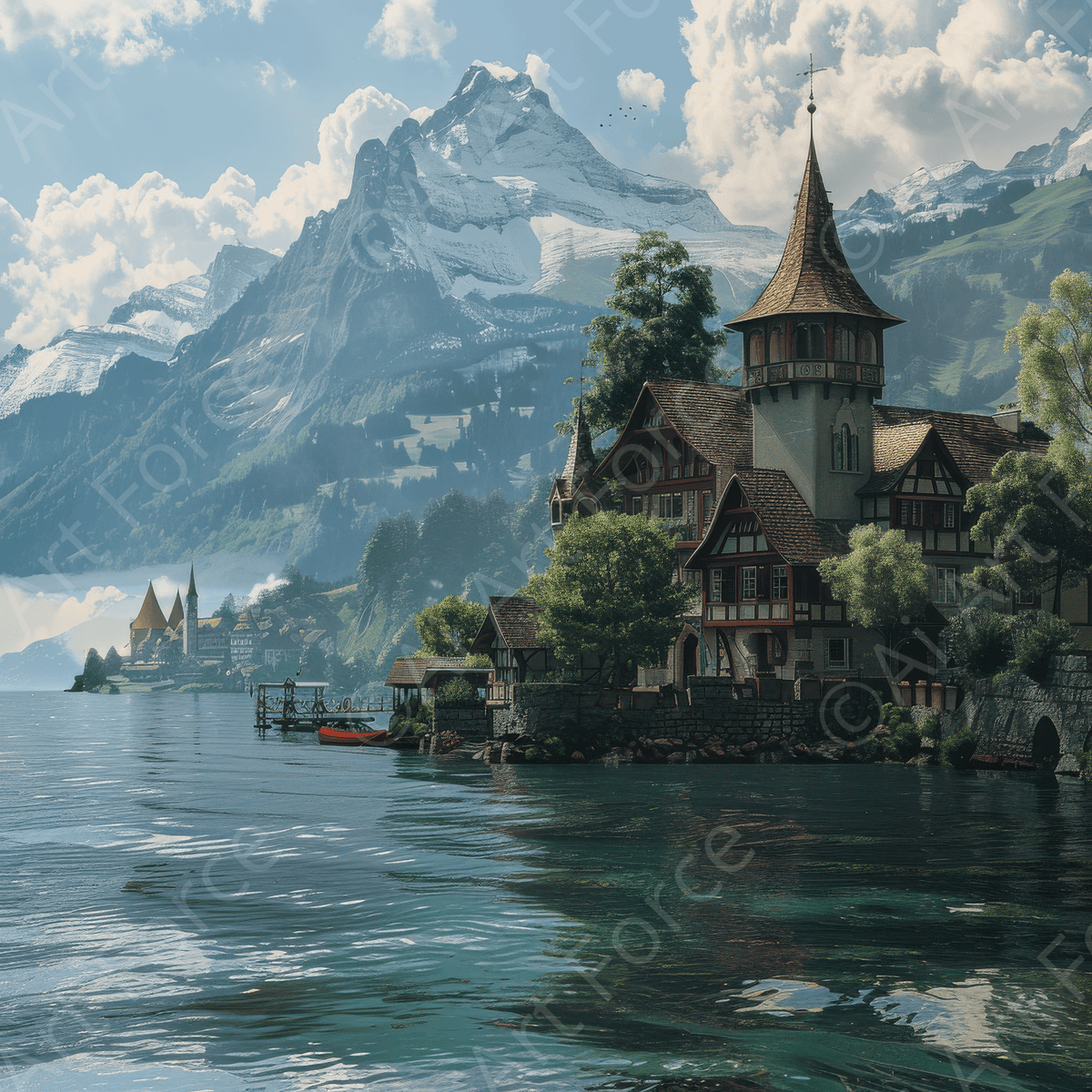Swiss alps Historical site - Shop Ai Art WebShop - Digital Art online Store