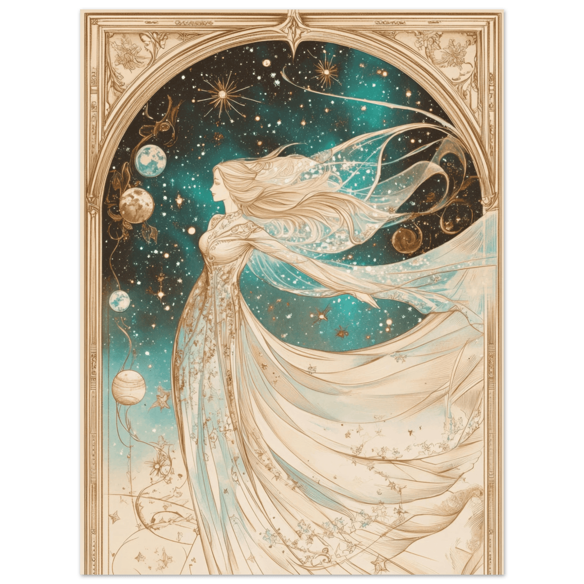 The Cosmic Muse A hand - drawn illustration 2 - Shop Ai Art WebShop - Digital Art online Store