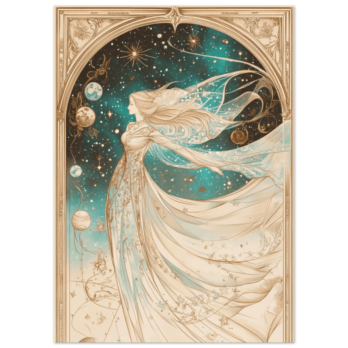 The Cosmic Muse A hand - drawn illustration 2 - Shop Ai Art WebShop - Digital Art online Store