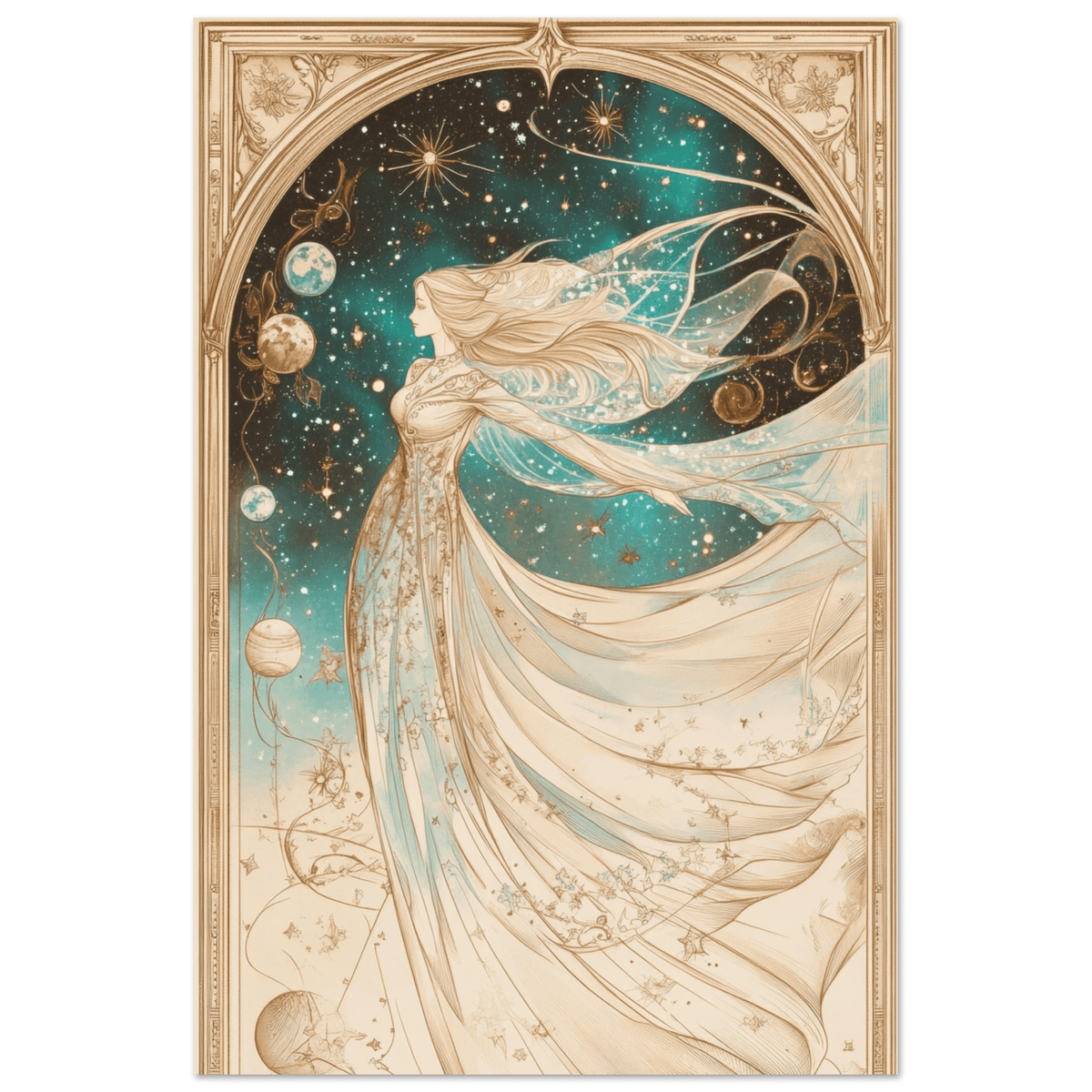 The Cosmic Muse A hand - drawn illustration 2 - Shop Ai Art WebShop - Digital Art online Store
