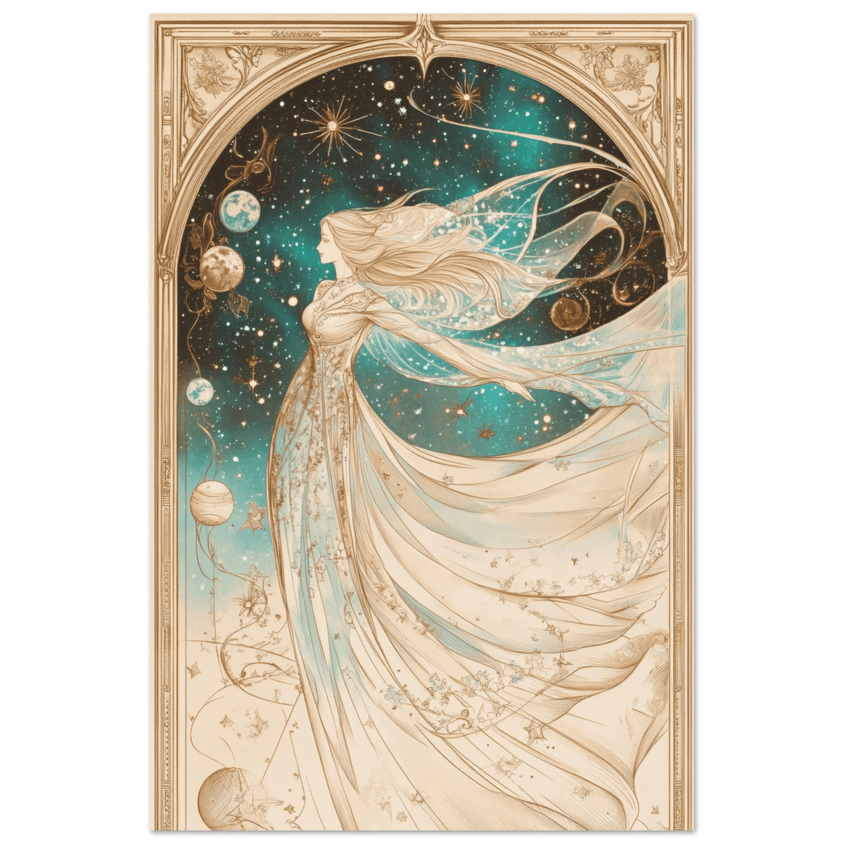 The Cosmic Muse A hand - drawn illustration 2 - Shop Ai Art WebShop - Digital Art online Store