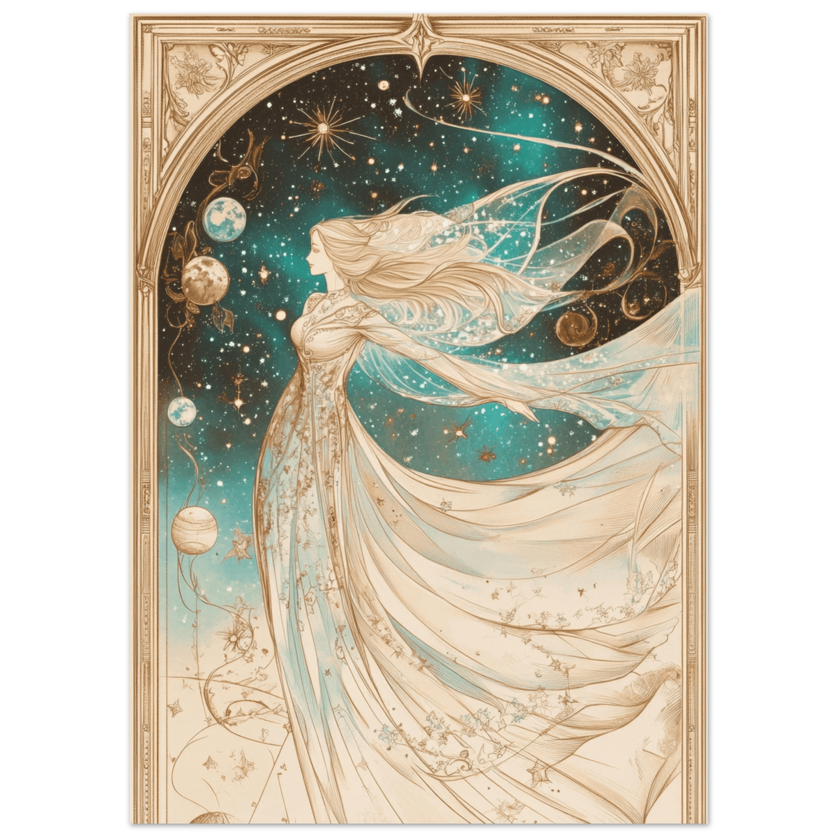 The Cosmic Muse A hand - drawn illustration 2 - Shop Ai Art WebShop - Digital Art online Store