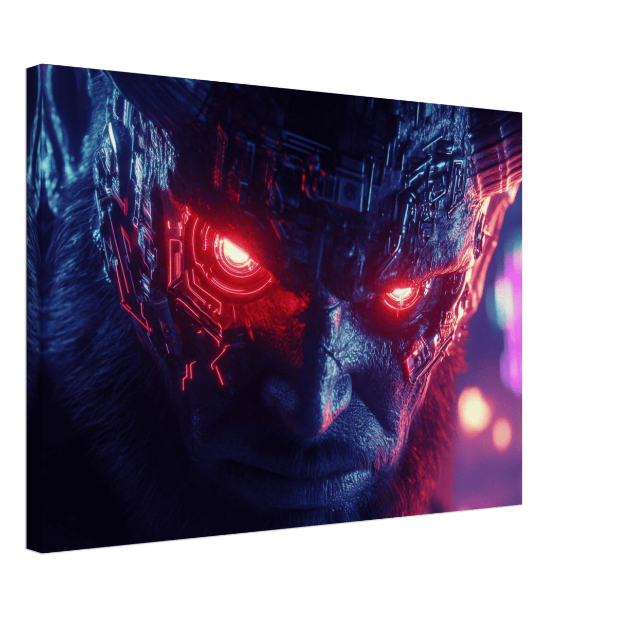 The Cyberpunk Minotaur Synthwave Extreme Close - Up - Shop Ai Art WebShop - Digital Art online Store