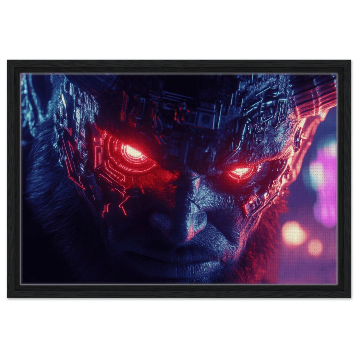 The Cyberpunk Minotaur Synthwave Extreme Close - Up - Shop Ai Art WebShop - Digital Art online Store