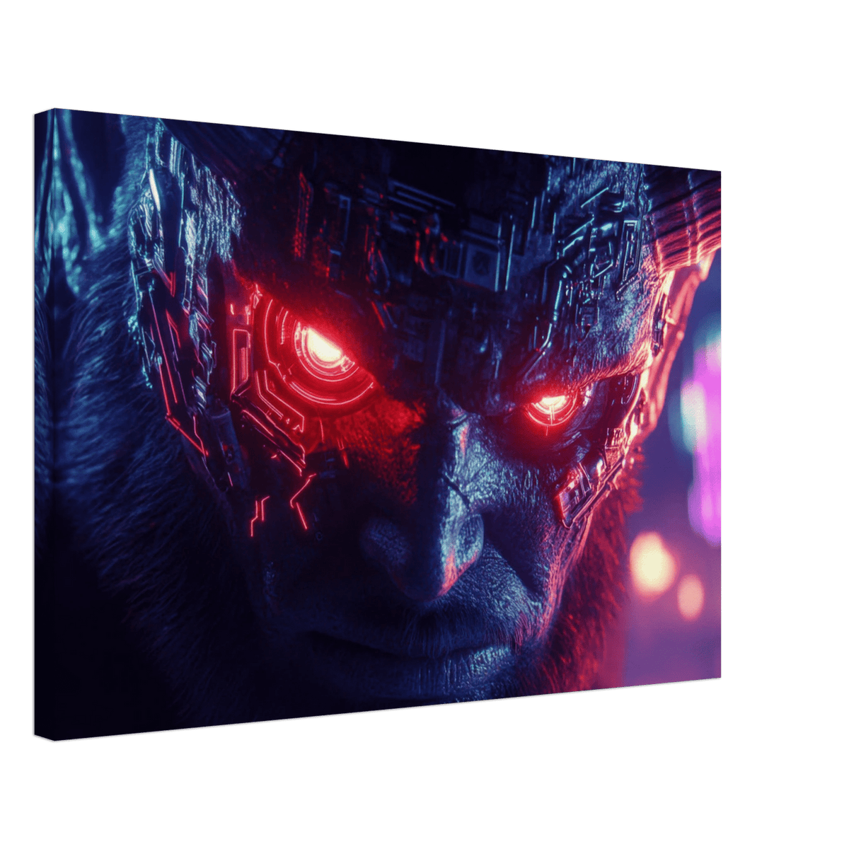 The Cyberpunk Minotaur Synthwave Extreme Close - Up - Shop Ai Art WebShop - Digital Art online Store