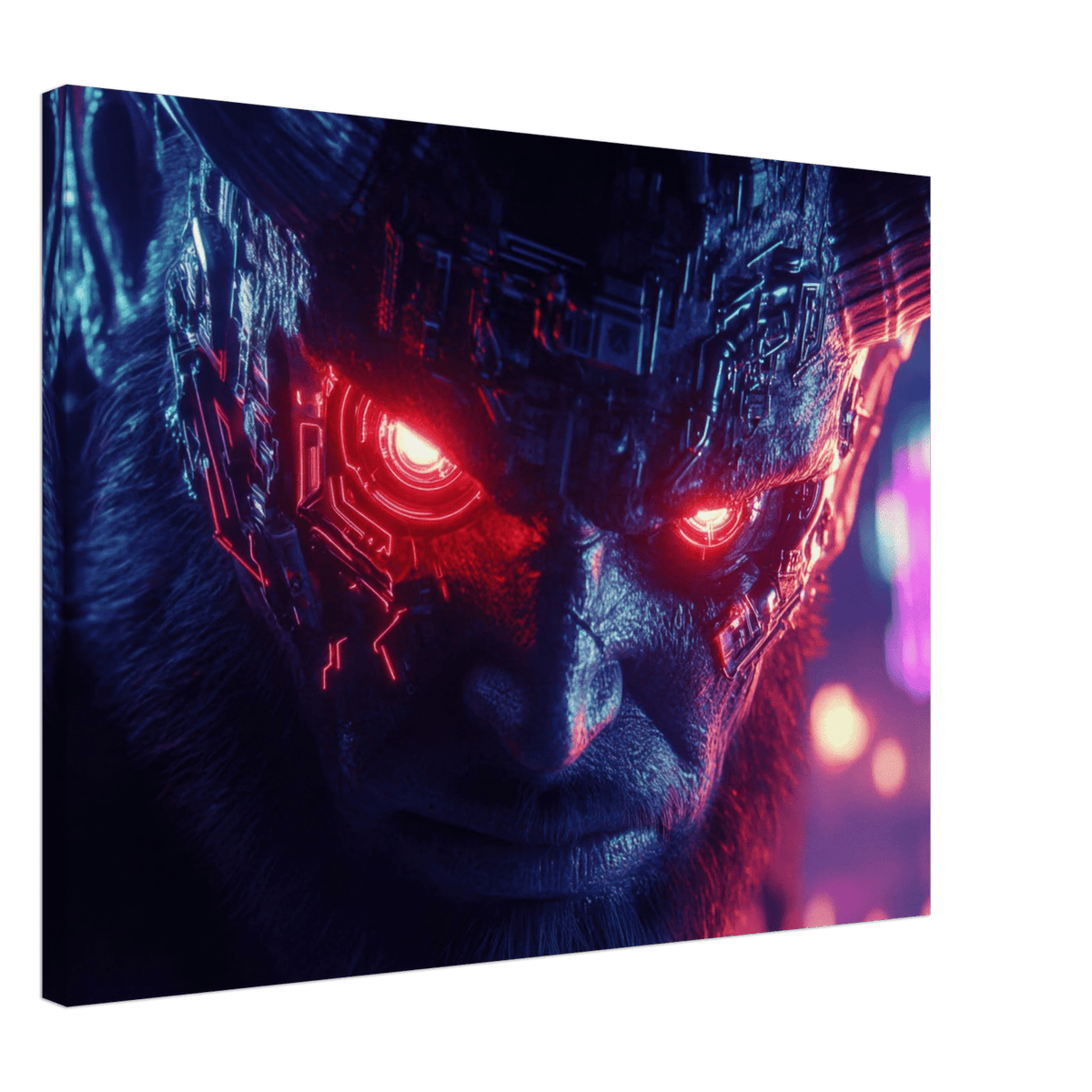 The Cyberpunk Minotaur Synthwave Extreme Close - Up - Shop Ai Art WebShop - Digital Art online Store