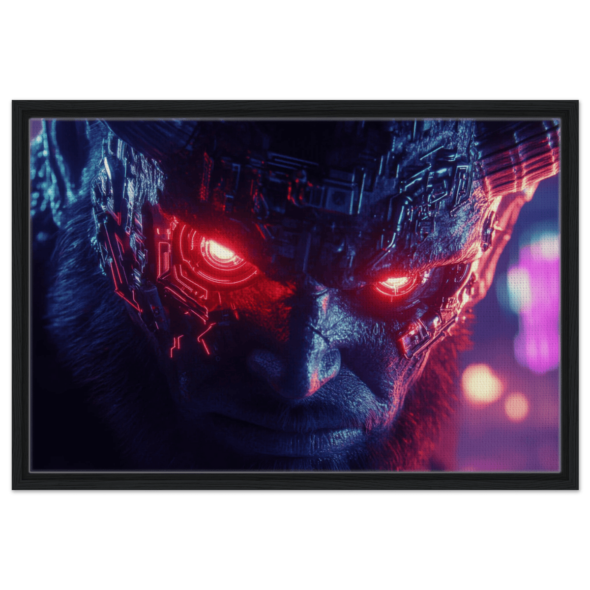 The Cyberpunk Minotaur Synthwave Extreme Close - Up - Shop Ai Art WebShop - Digital Art online Store