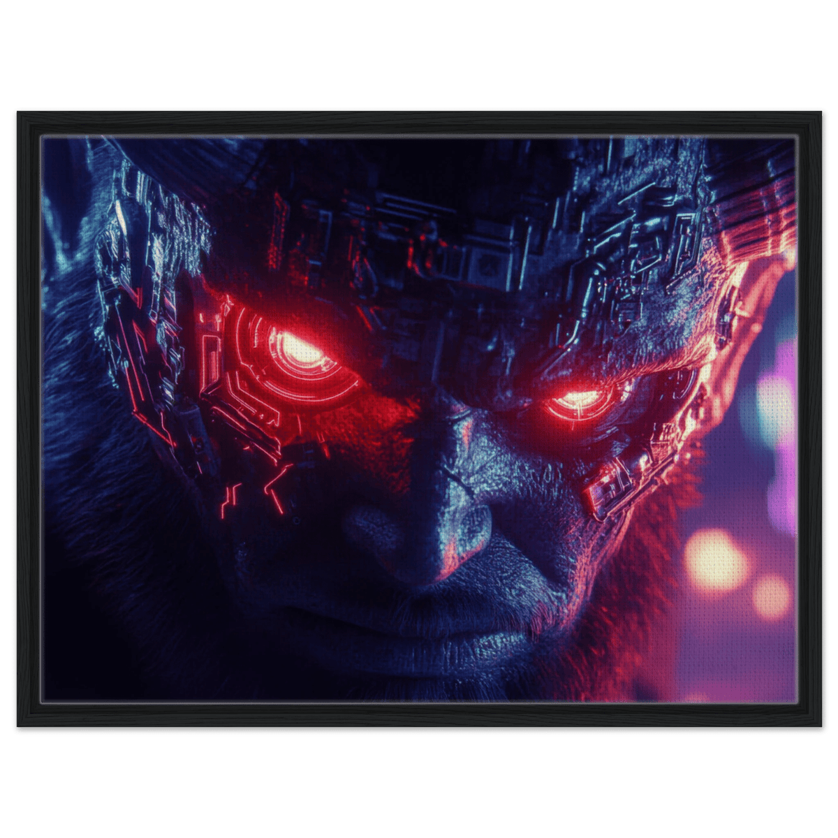 The Cyberpunk Minotaur Synthwave Extreme Close - Up - Shop Ai Art WebShop - Digital Art online Store