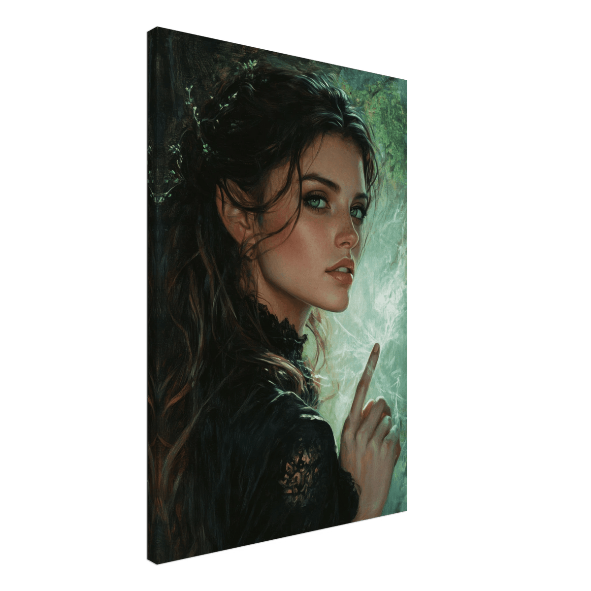 The Fae Sorceress of the Emerald Woods Oil Faint 6 - Shop Ai Art WebShop - Digital Art online Store