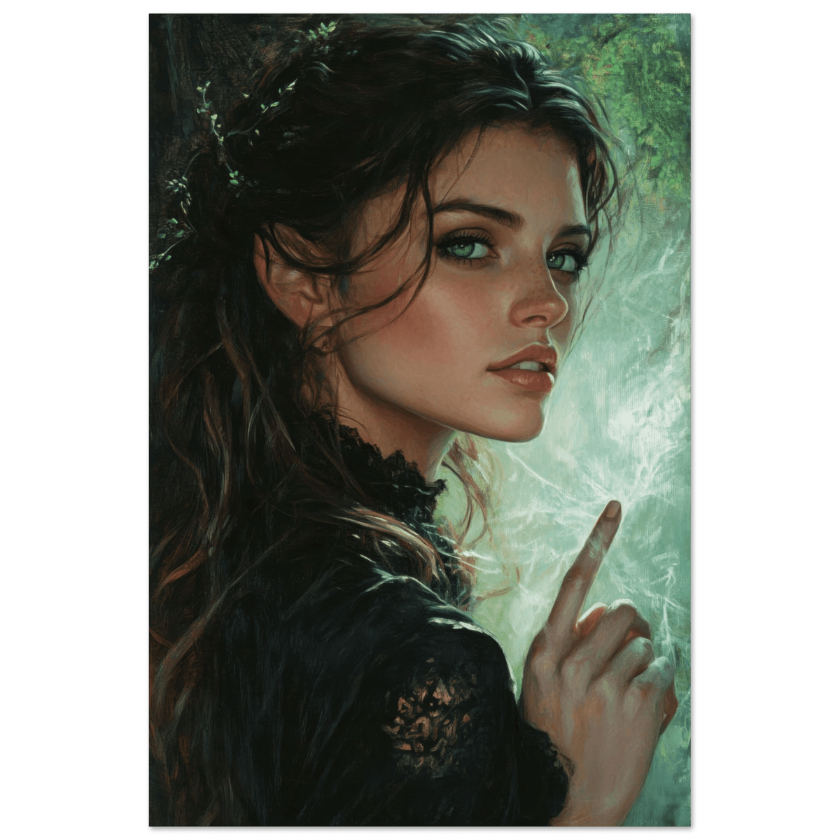 The Fae Sorceress of the Emerald Woods Oil Faint 6 - Shop Ai Art WebShop - Digital Art online Store