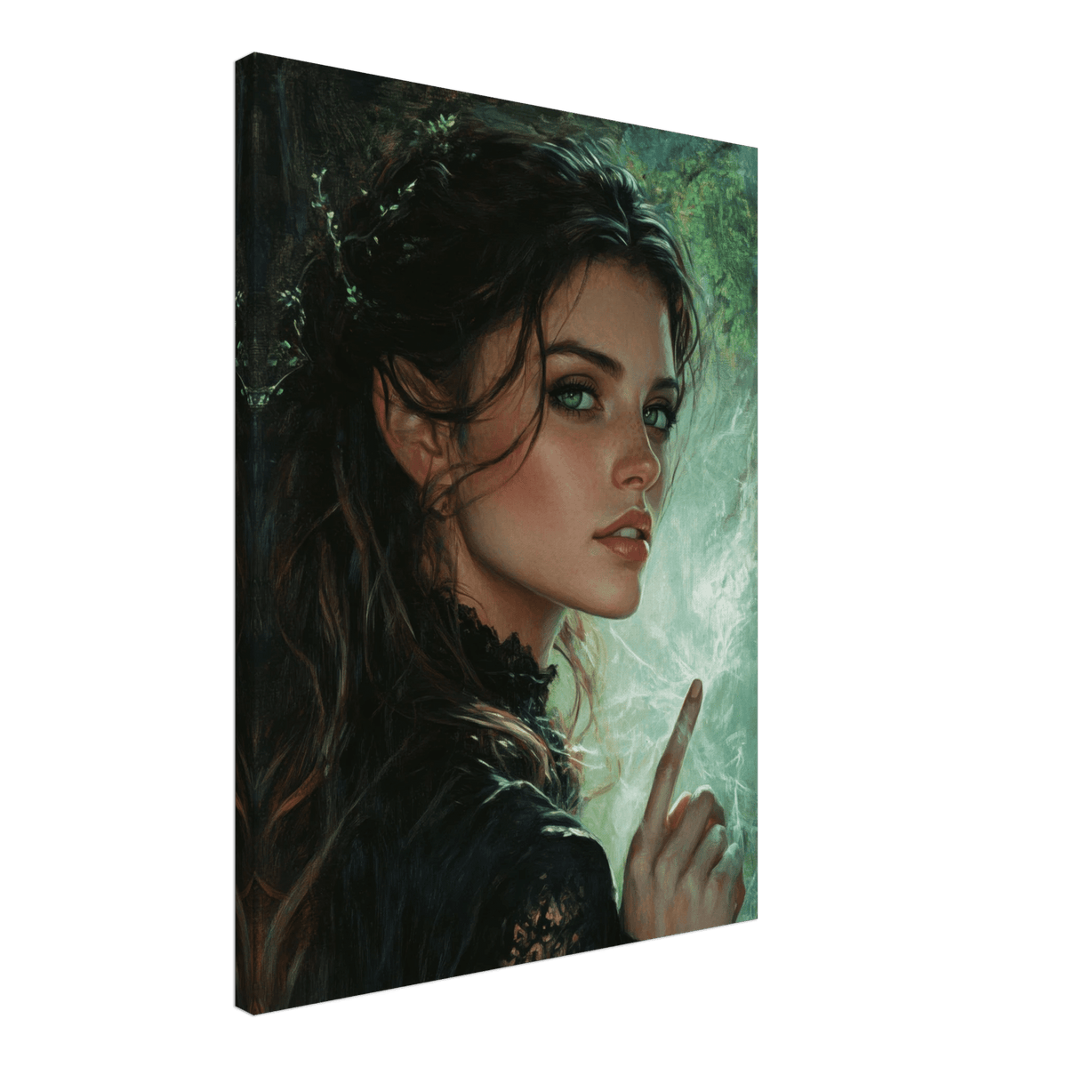 The Fae Sorceress of the Emerald Woods Oil Faint 6 - Shop Ai Art WebShop - Digital Art online Store