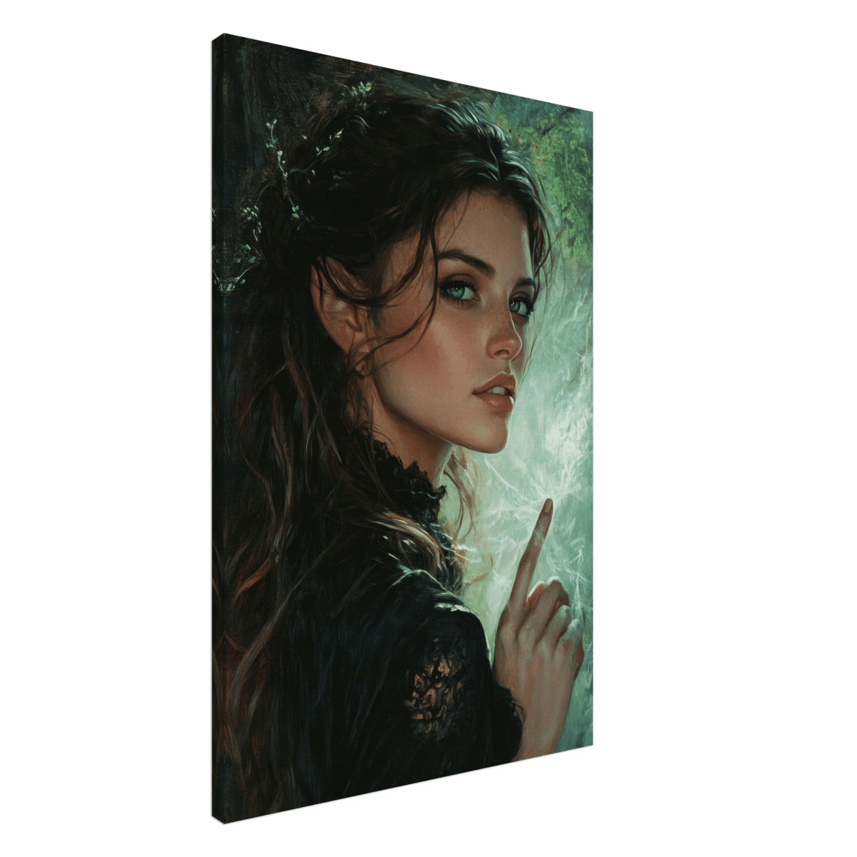 The Fae Sorceress of the Emerald Woods Oil Faint 6 - Shop Ai Art WebShop - Digital Art online Store
