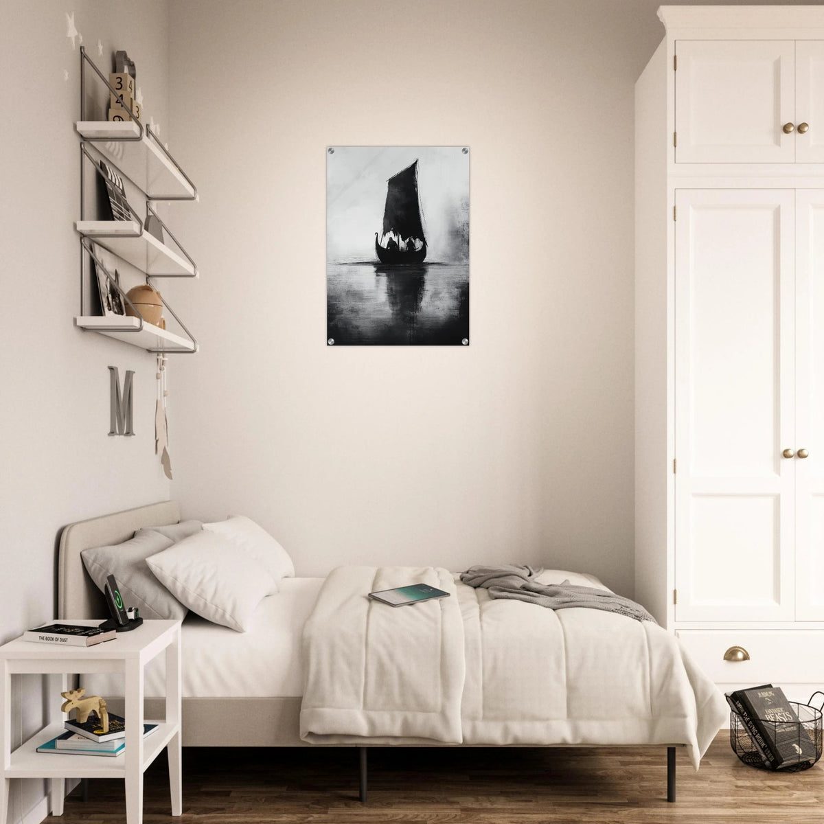 The Ghostly Viking Longship Dark Nordic Ink Met 4 - Shop Ai Art WebShop - Digital Art online Store