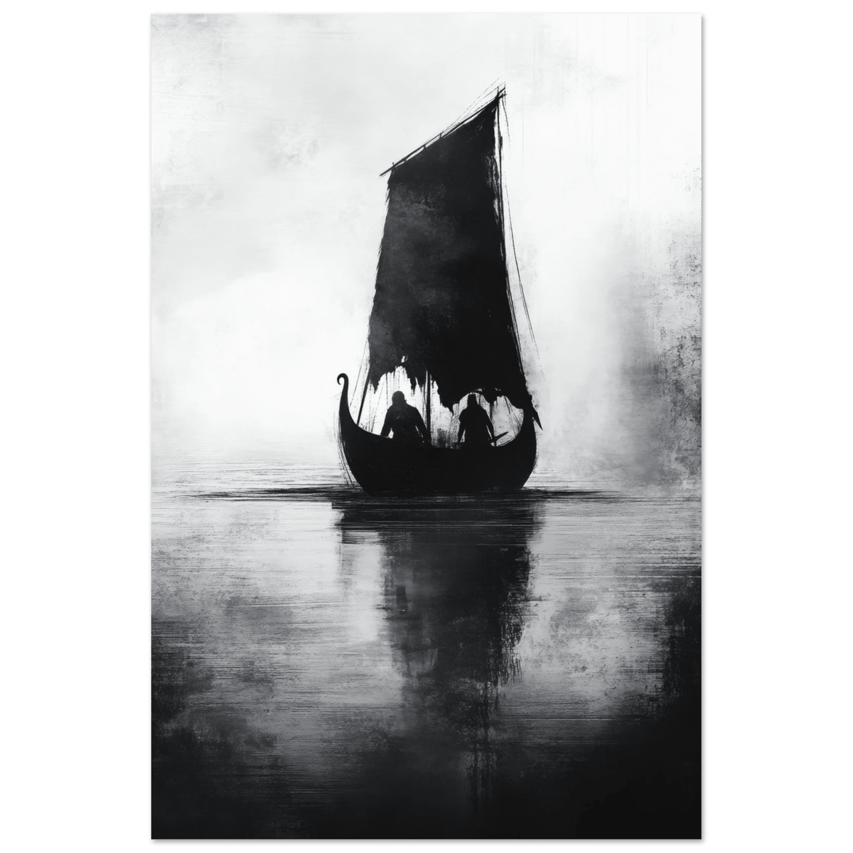 The Ghostly Viking Longship Dark Nordic Ink Met 4 - Shop Ai Art WebShop - Digital Art online Store