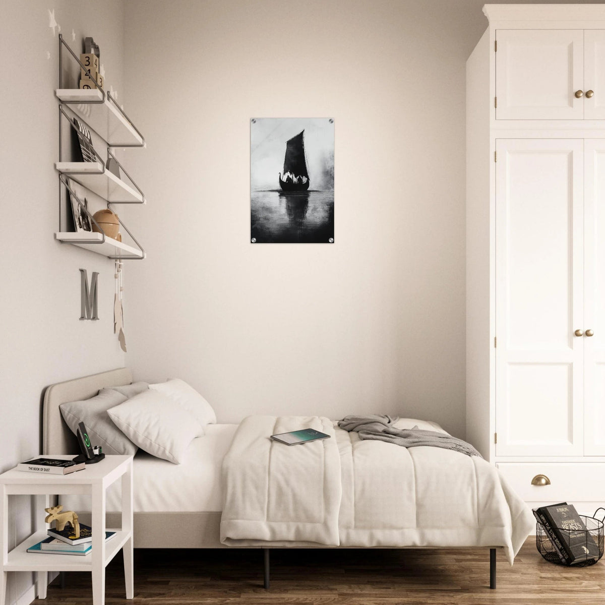 The Ghostly Viking Longship Dark Nordic Ink Met 4 - Shop Ai Art WebShop - Digital Art online Store