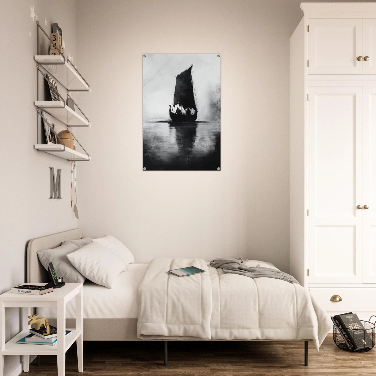 The Ghostly Viking Longship Dark Nordic Ink Met 4 - Shop Ai Art WebShop - Digital Art online Store