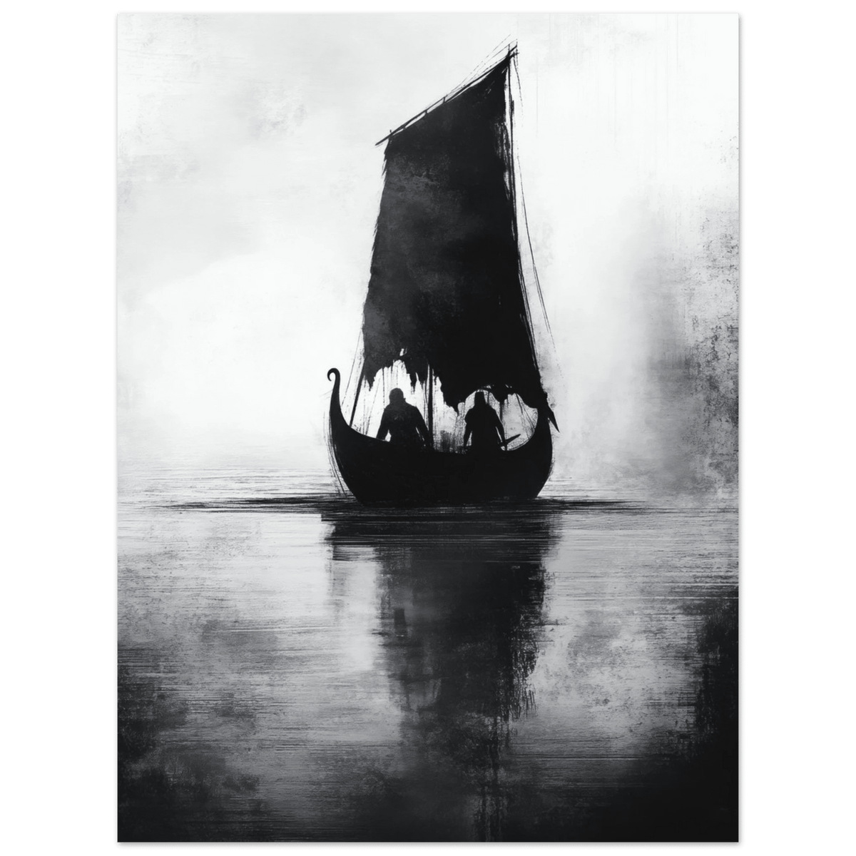 The Ghostly Viking Longship Dark Nordic Ink Met 4 - Shop Ai Art WebShop - Digital Art online Store