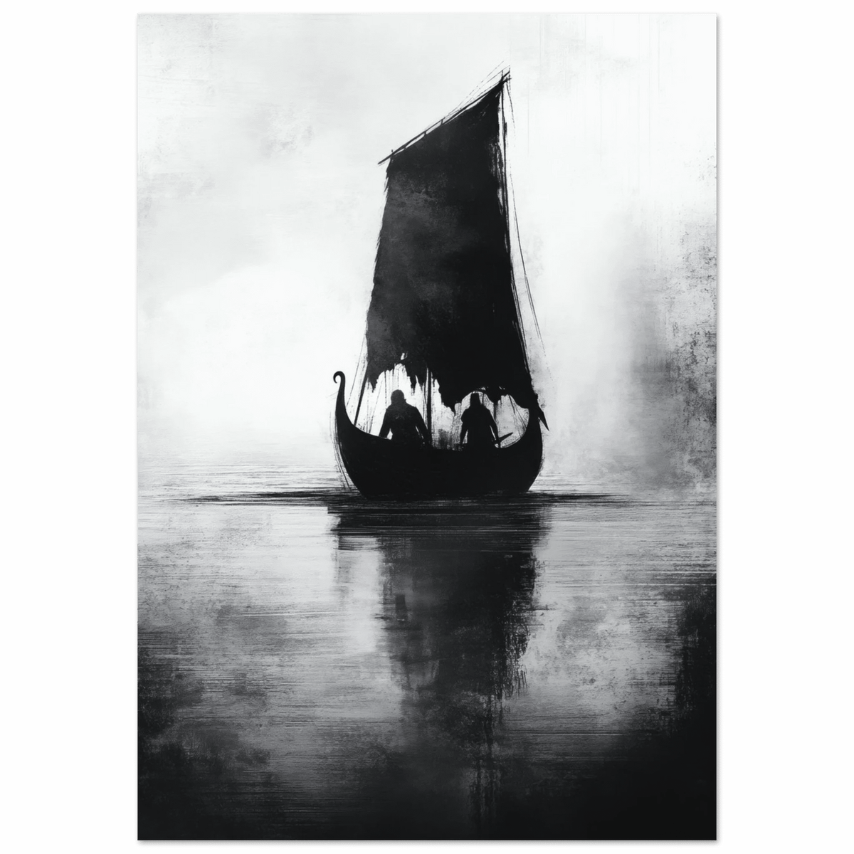 The Ghostly Viking Longship Dark Nordic Ink Met 4 - Shop Ai Art WebShop - Digital Art online Store