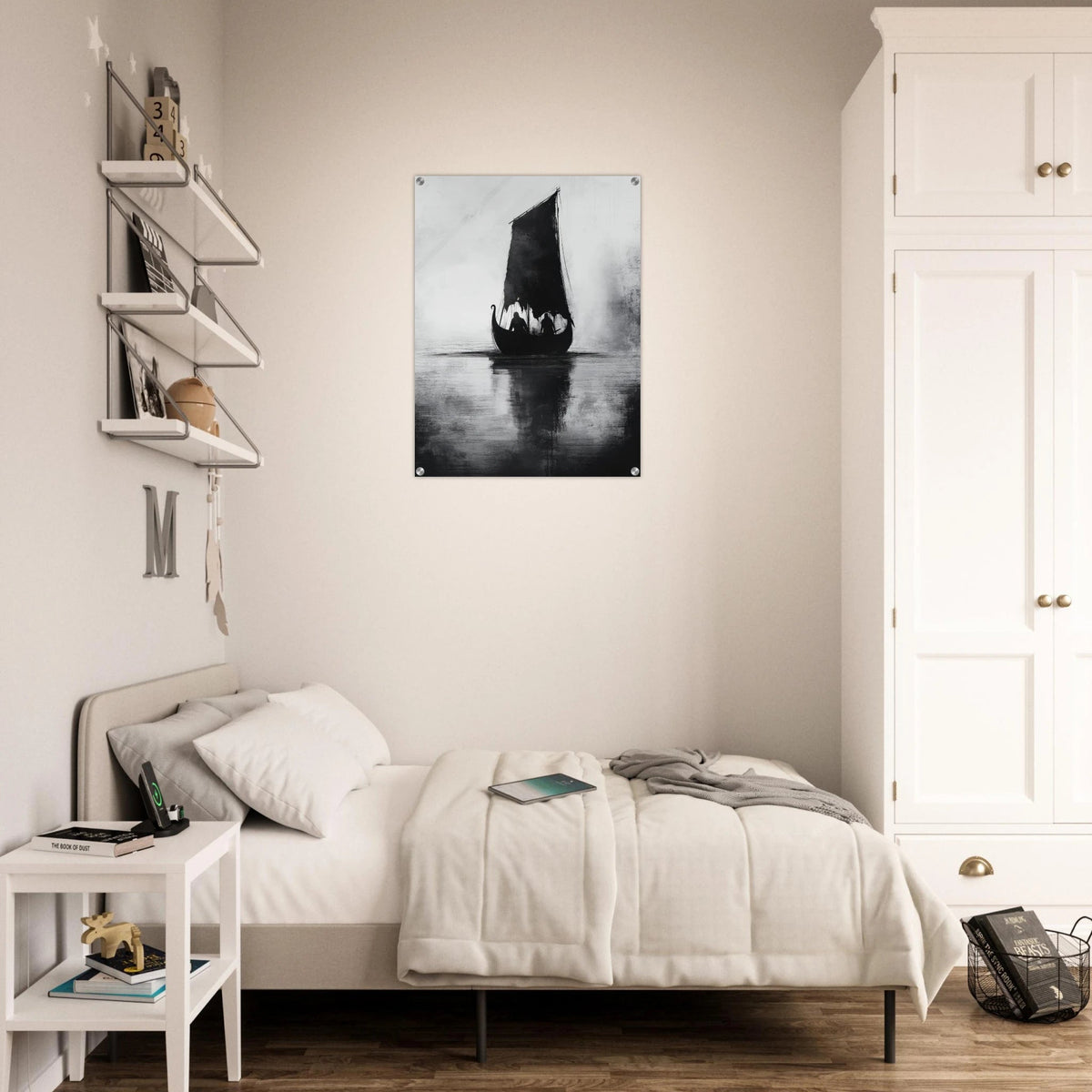 The Ghostly Viking Longship Dark Nordic Ink Met 4 - Shop Ai Art WebShop - Digital Art online Store