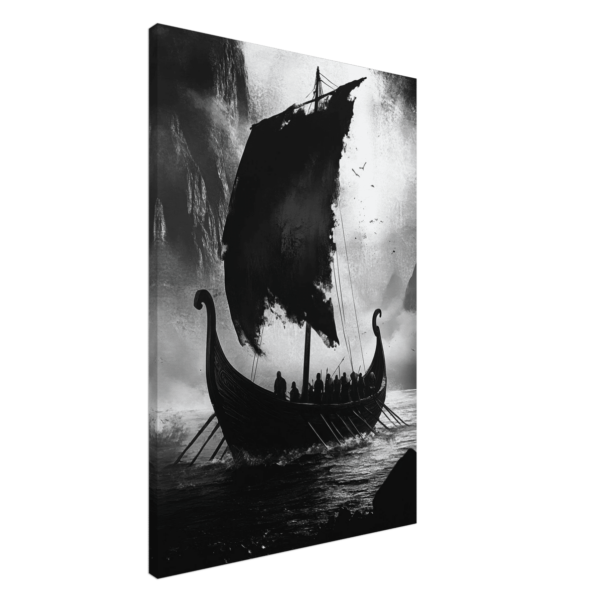 The Ghostly Viking Longship Dark Nordic Ink Met - Shop Ai Art WebShop - Digital Art online Store