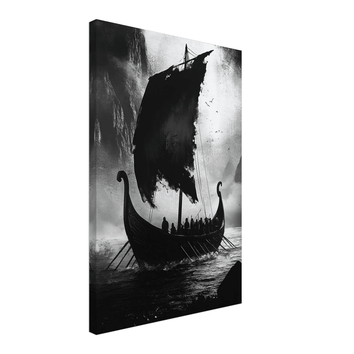 The Ghostly Viking Longship Dark Nordic Ink Met - Shop Ai Art WebShop - Digital Art online Store